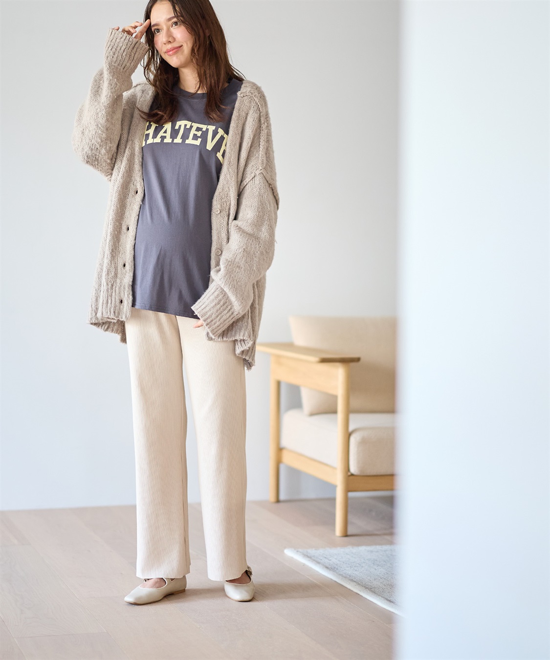 Rosemadame 産後にも活躍 セルフカットできるマタニティリブストレートらくちんパンツ（マタニティ）妊婦服 産前・産後対応_sub_6