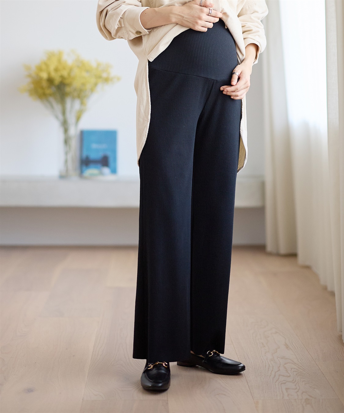 Rosemadame 産後にも活躍 セルフカットできるマタニティリブストレートらくちんパンツ（マタニティ）妊婦服 産前・産後対応_sub_8