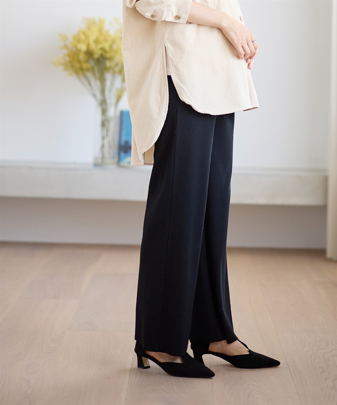 Rosemadame 産後にも活躍 セルフカットできるマタニティリブストレートらくちんパンツ（マタニティ）妊婦服 産前・産後対応_sub_9