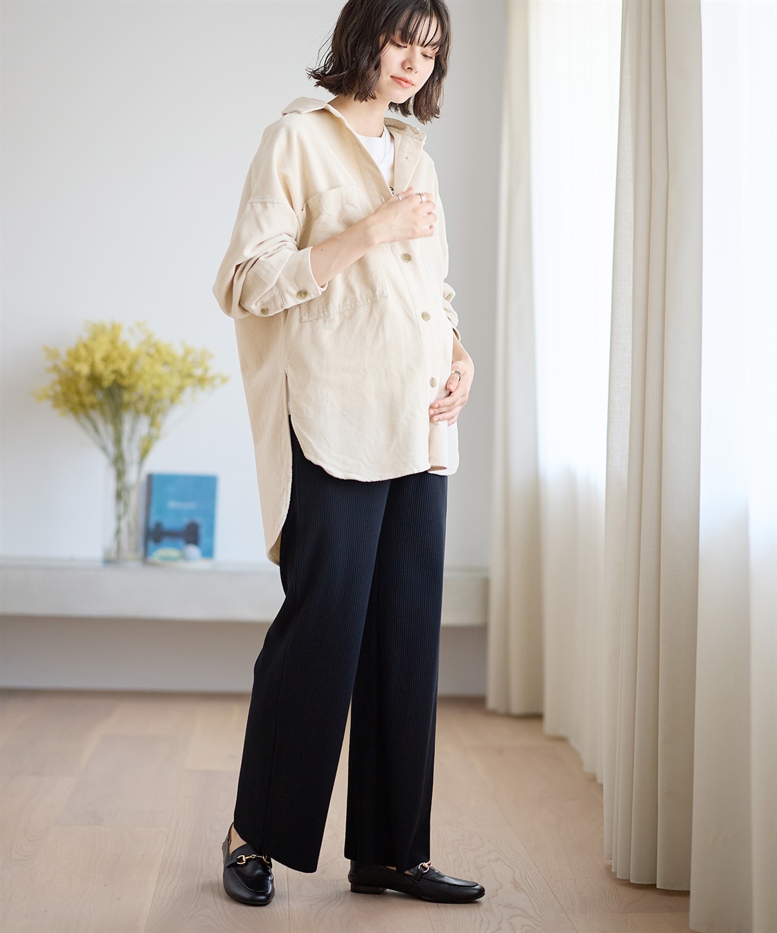 Rosemadame 産後にも活躍 セルフカットできるマタニティリブストレートらくちんパンツ（マタニティ）妊婦服 産前・産後対応_sub_10