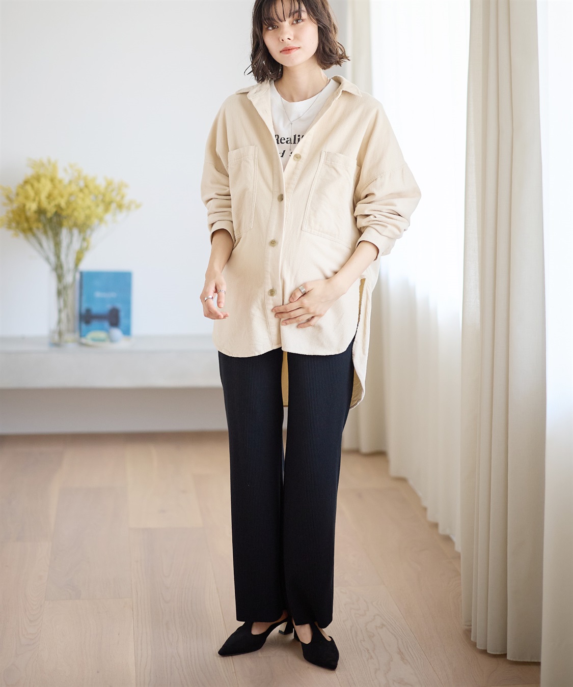 Rosemadame 産後にも活躍 セルフカットできるマタニティリブストレートらくちんパンツ（マタニティ）妊婦服 産前・産後対応_sub_11