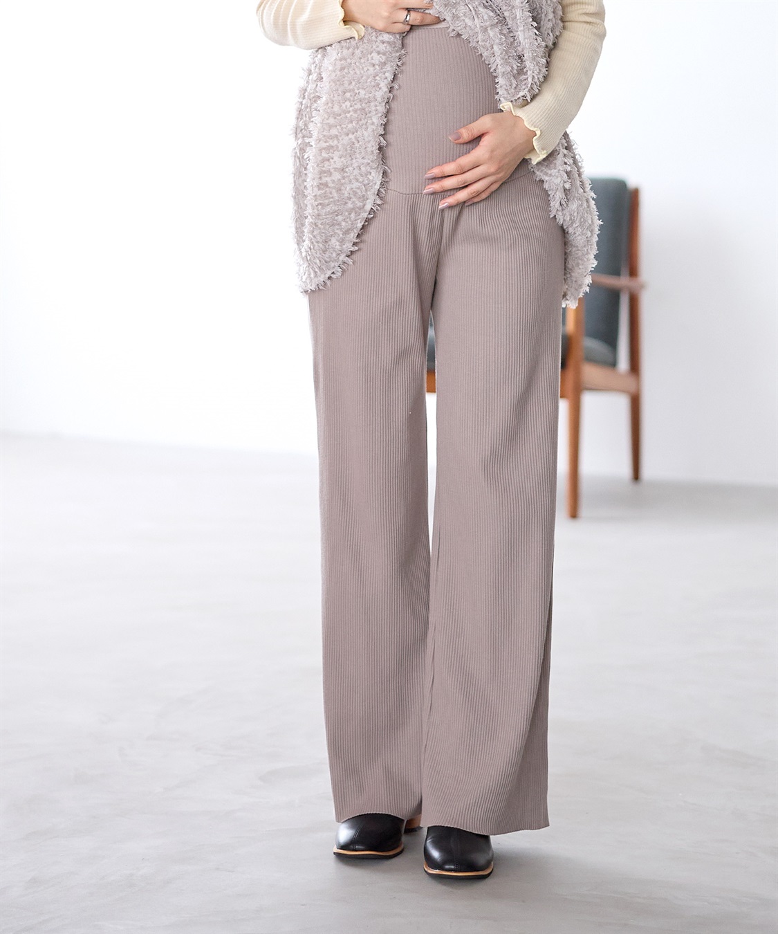 Rosemadame 産後にも活躍 セルフカットできるマタニティリブストレートらくちんパンツ（マタニティ）妊婦服 産前・産後対応_sub_12