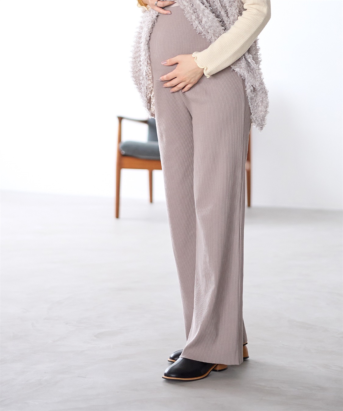 Rosemadame 産後にも活躍 セルフカットできるマタニティリブストレートらくちんパンツ（マタニティ）妊婦服 産前・産後対応_sub_13