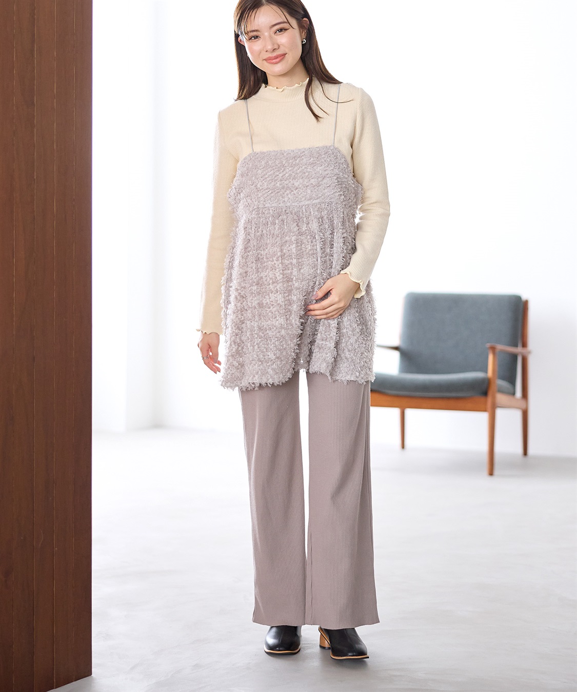 Rosemadame 産後にも活躍 セルフカットできるマタニティリブストレートらくちんパンツ（マタニティ）妊婦服 産前・産後対応_sub_14