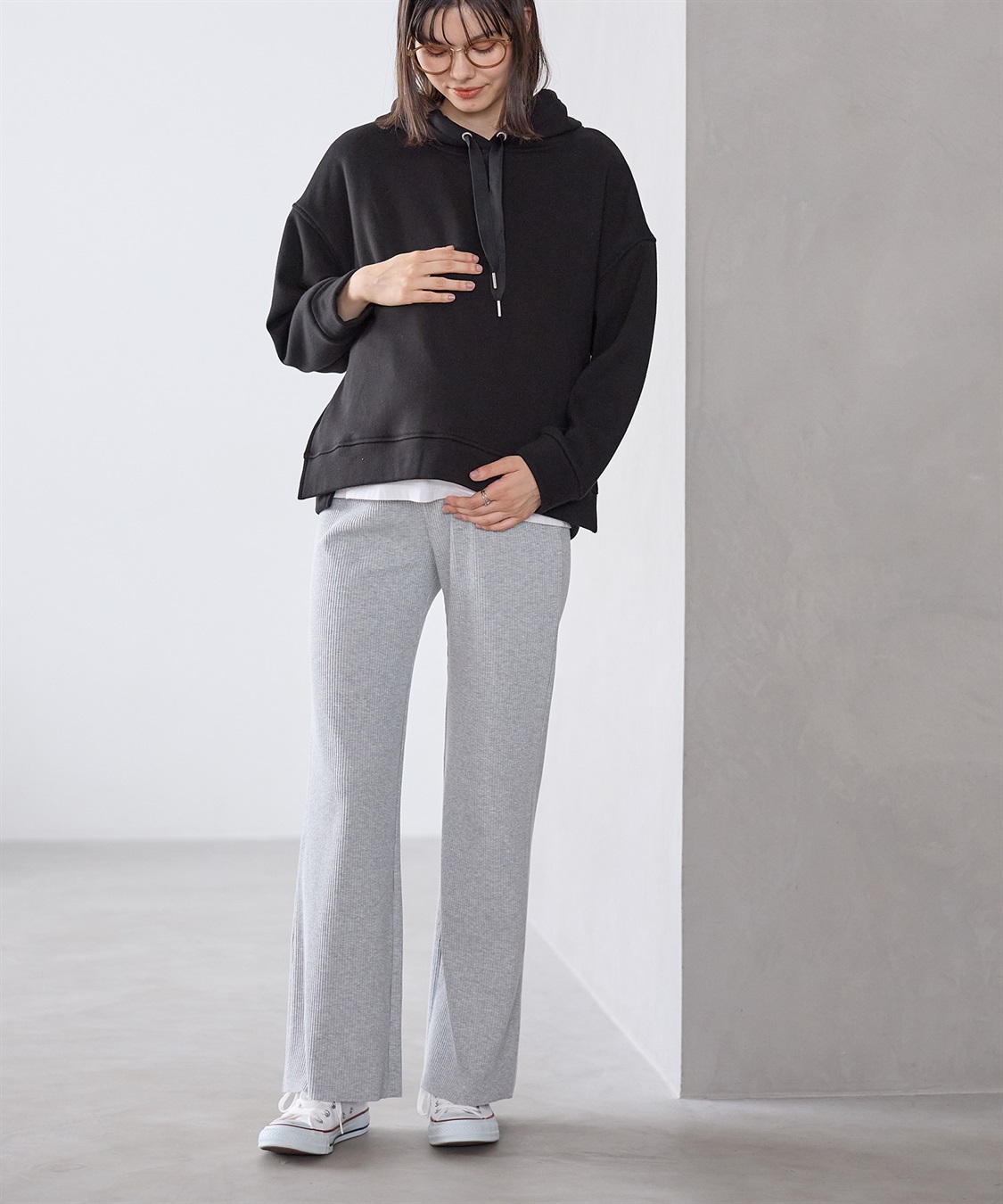 Rosemadame 産後にも活躍 セルフカットできるマタニティリブストレートらくちんパンツ（マタニティ）妊婦服 産前・産後対応_sub_19