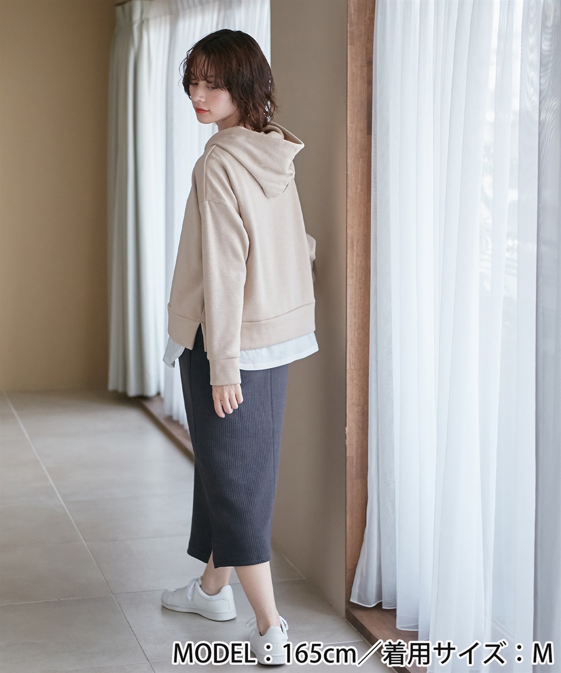 Rosemadame 裏起毛フーディー&リブタイトスカートドッキングワンピース（マタニティ/授乳服）授乳口付き 授乳楽々 妊婦服 産前・産後対応_sub_3