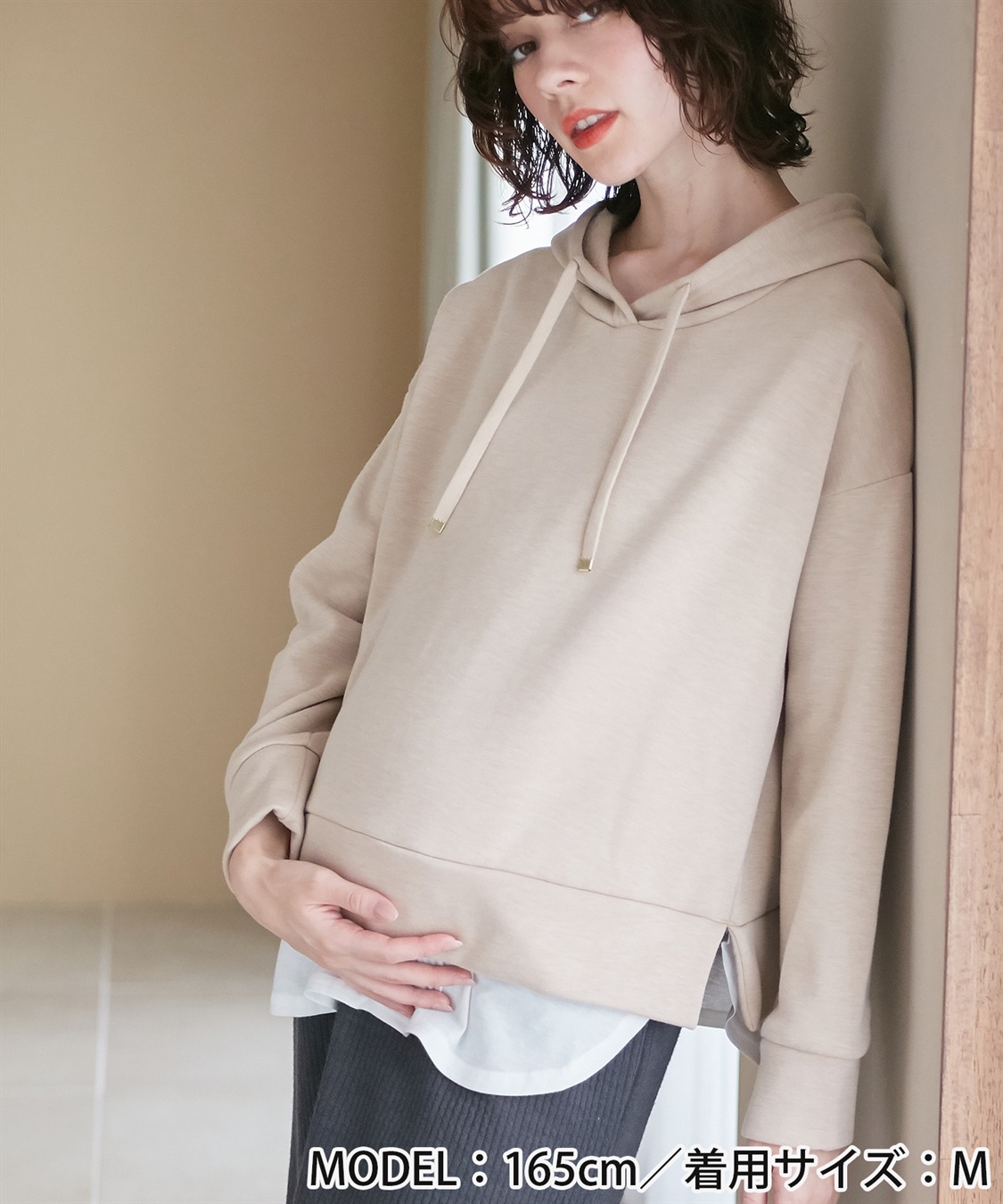 Rosemadame 裏起毛フーディー&リブタイトスカートドッキングワンピース（マタニティ/授乳服）授乳口付き 授乳楽々 妊婦服 産前・産後対応_sub_5