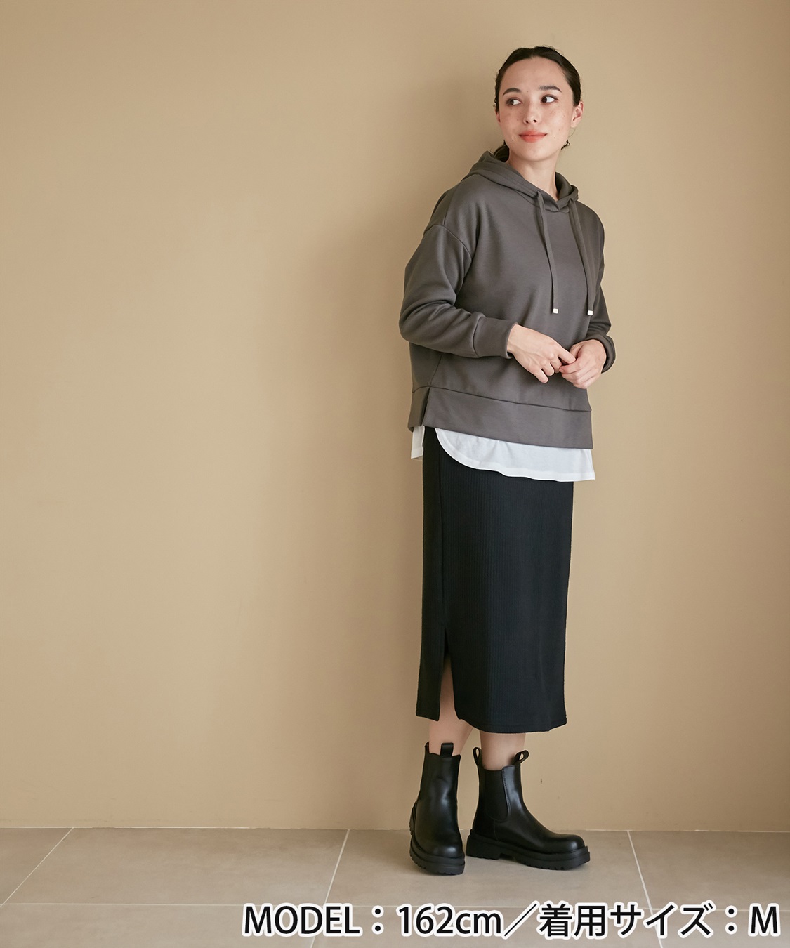 Rosemadame 裏起毛フーディー&リブタイトスカートドッキングワンピース（マタニティ/授乳服）授乳口付き 授乳楽々 妊婦服 産前・産後対応_sub_7