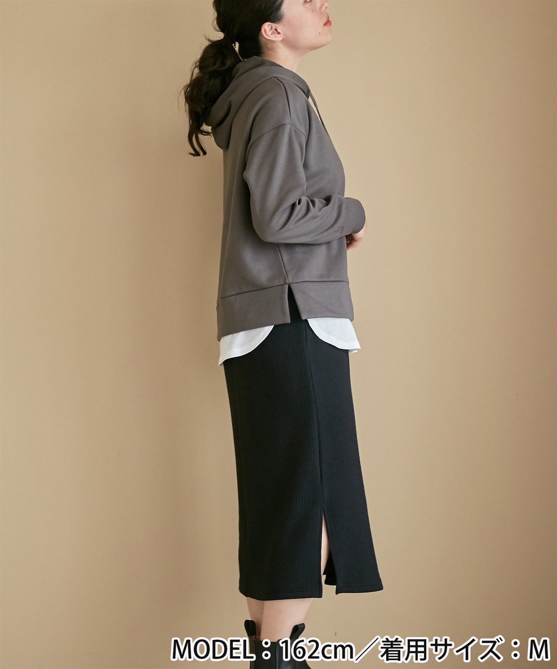 Rosemadame 裏起毛フーディー&リブタイトスカートドッキングワンピース（マタニティ/授乳服）授乳口付き 授乳楽々 妊婦服 産前・産後対応_sub_8