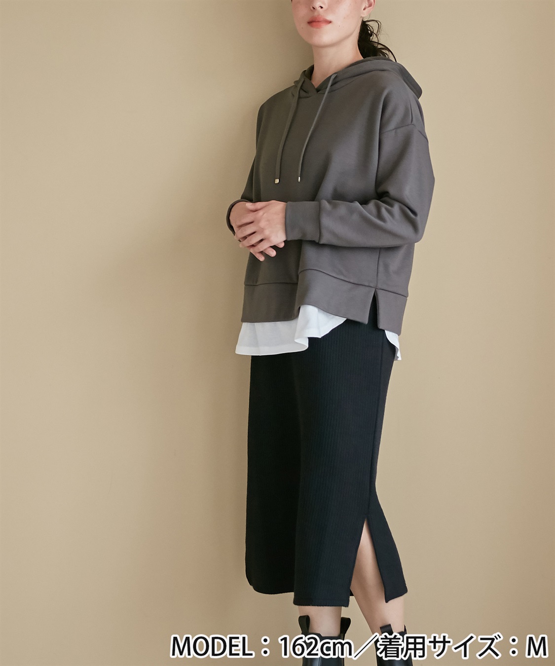 Rosemadame 裏起毛フーディー&リブタイトスカートドッキングワンピース（マタニティ/授乳服）授乳口付き 授乳楽々 妊婦服 産前・産後対応_sub_11