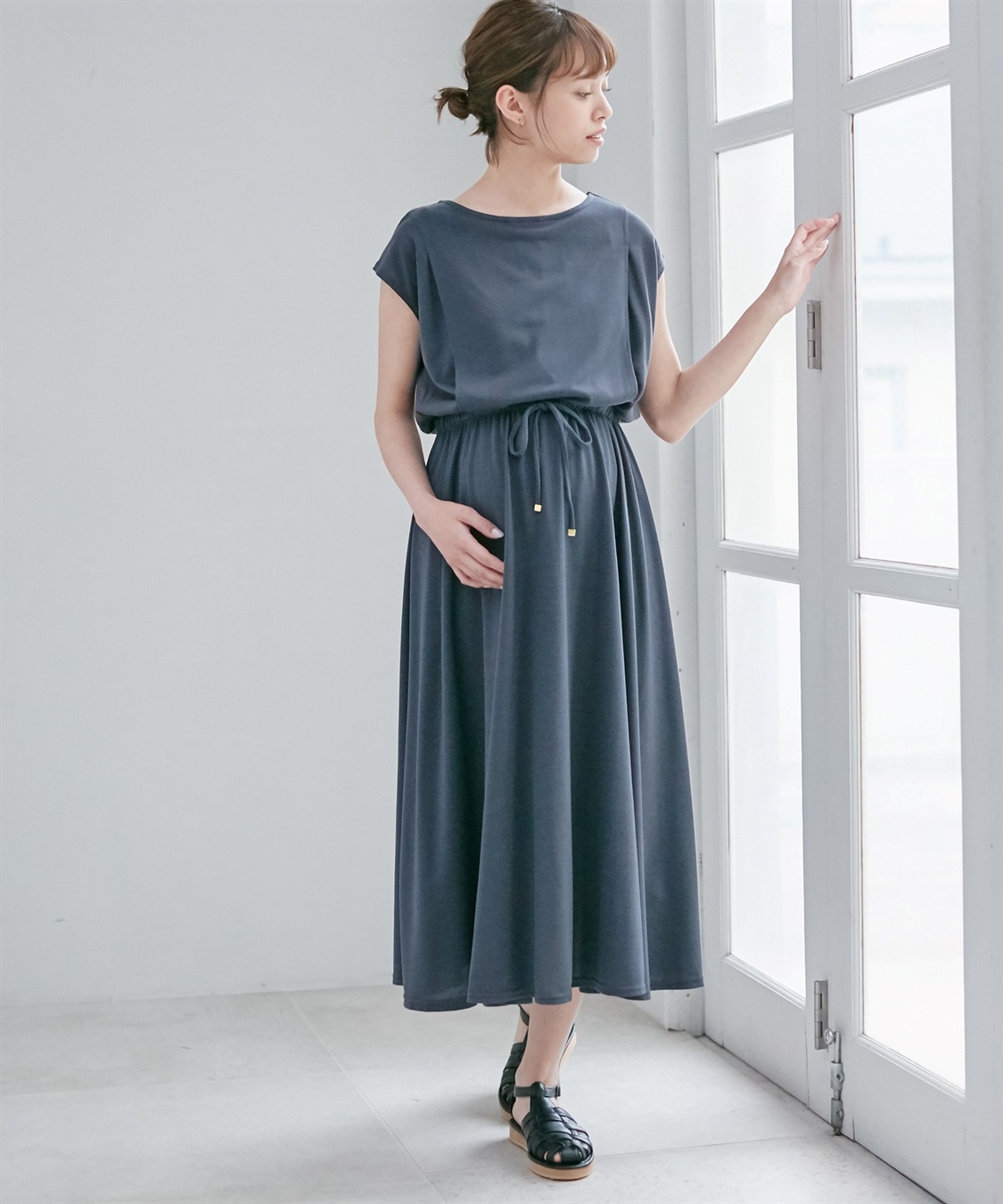 消臭 汗染み防止 授乳口付きウエストドロストカットソーワンピース Rosemadame クロスプラス公式通販サイト