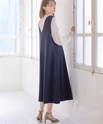 Rosemadame Vネックスムースワンピース/ジャンパースカート（マタニティ/授乳服）授乳楽々 妊婦服 産前・産後対応_subthumb_6