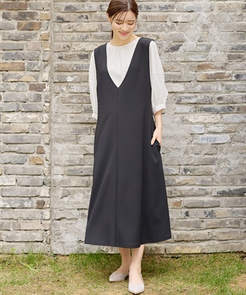 Rosemadame Vネックスムースワンピース/ジャンパースカート（マタニティ/授乳服）授乳楽々 妊婦服 産前・産後対応_subthumb_7