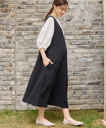 Rosemadame Vネックスムースワンピース/ジャンパースカート（マタニティ/授乳服）授乳楽々 妊婦服 産前・産後対応_subthumb_8