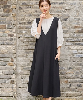Rosemadame Vネックスムースワンピース/ジャンパースカート（マタニティ/授乳服）授乳楽々 妊婦服 産前・産後対応_subthumb_9