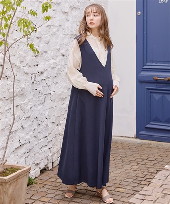 Rosemadame Vネックスムースワンピース/ジャンパースカート（マタニティ/授乳服）授乳楽々 妊婦服 産前・産後対応_subthumb_10