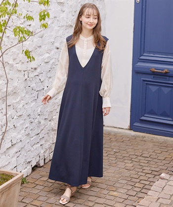 Rosemadame Vネックスムースワンピース/ジャンパースカート（マタニティ/授乳服）授乳楽々 妊婦服 産前・産後対応_subthumb_11