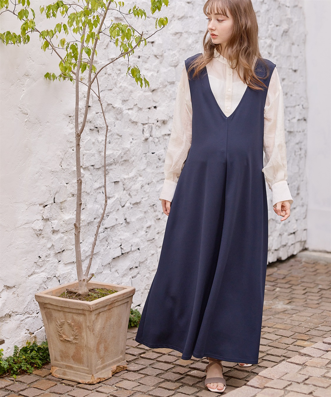 Rosemadame Vネックスムースワンピース/ジャンパースカート（マタニティ/授乳服）授乳楽々 妊婦服 産前・産後対応_sub_12