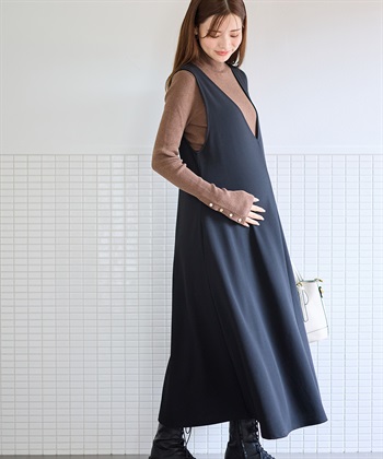 Rosemadame Vネックスムースワンピース/ジャンパースカート（マタニティ/授乳服）授乳楽々 妊婦服 産前・産後対応_subthumb_13