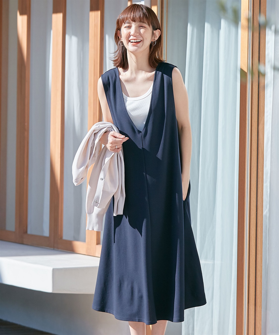 Rosemadame Vネックスムースワンピース/ジャンパースカート（マタニティ/授乳服）授乳楽々 妊婦服 産前・産後対応_sub_20