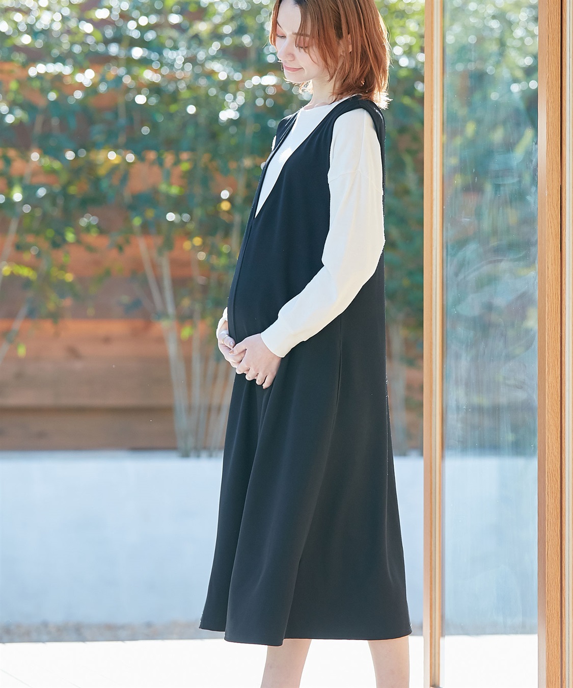 Rosemadame Vネックスムースワンピース/ジャンパースカート（マタニティ/授乳服）授乳楽々 妊婦服 産前・産後対応_sub_21