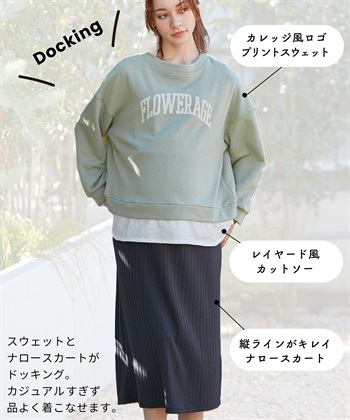 Rosemadame カレッジロゴプリント レイヤードワンピース　授乳口付き（マタニティ/授乳服）授乳楽々 妊婦服 産前・産後対応_subthumb_4