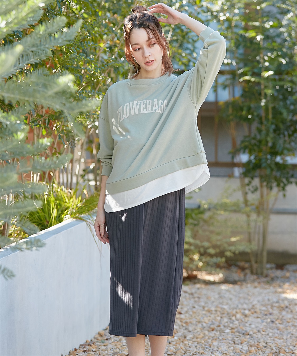 Rosemadame カレッジロゴプリント レイヤードワンピース　授乳口付き（マタニティ/授乳服）授乳楽々 妊婦服 産前・産後対応_sub_21