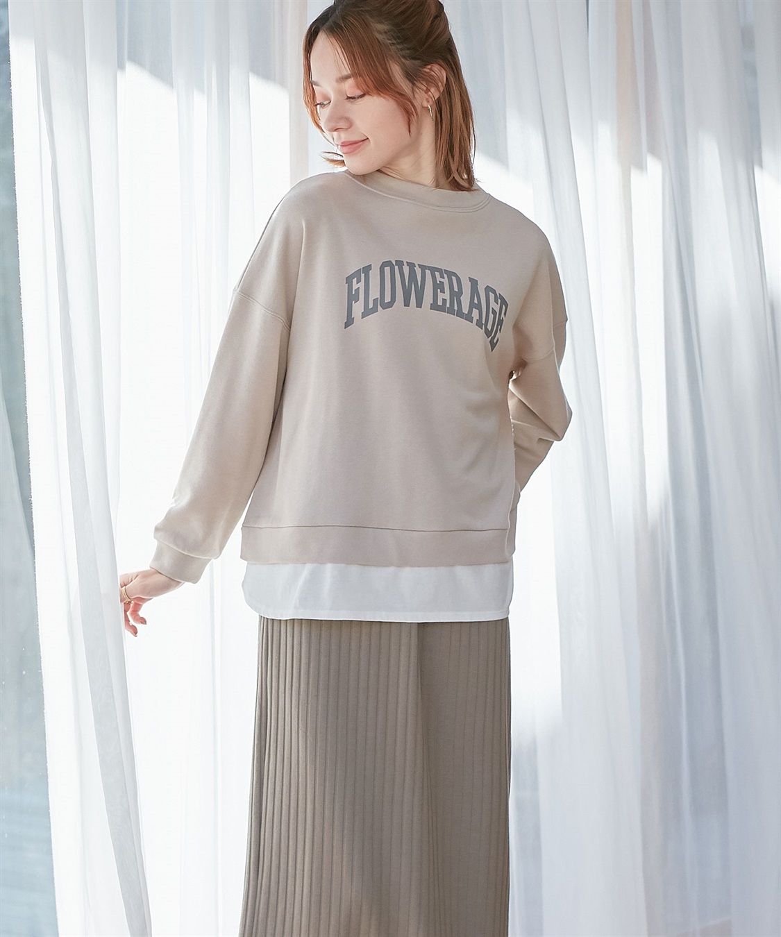 Rosemadame カレッジロゴプリント レイヤードワンピース　授乳口付き（マタニティ/授乳服）授乳楽々 妊婦服 産前・産後対応_sub_24