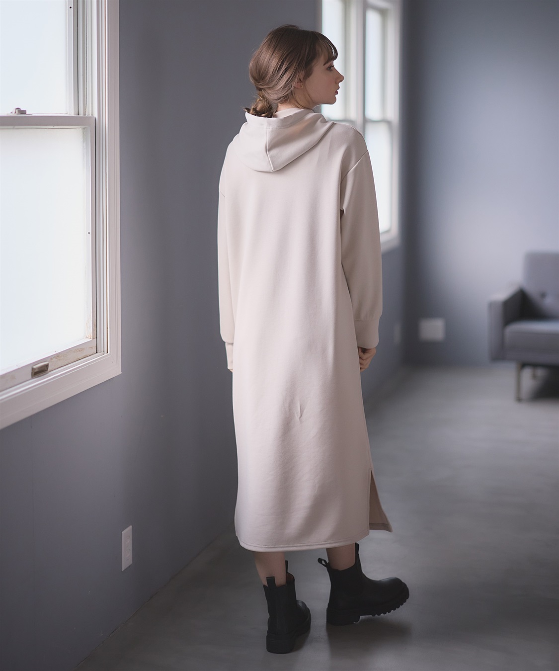 Rosemadame ダンボールパーカーワンピース（マタニティ/授乳服） 授乳口付き 授乳楽々 妊婦服 産前・産後対応_sub_5