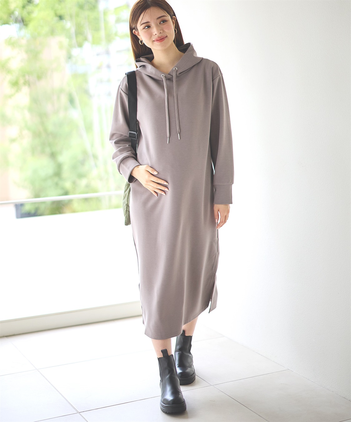 Rosemadame ダンボールパーカーワンピース（マタニティ/授乳服） 授乳口付き 授乳楽々 妊婦服 産前・産後対応_sub_12