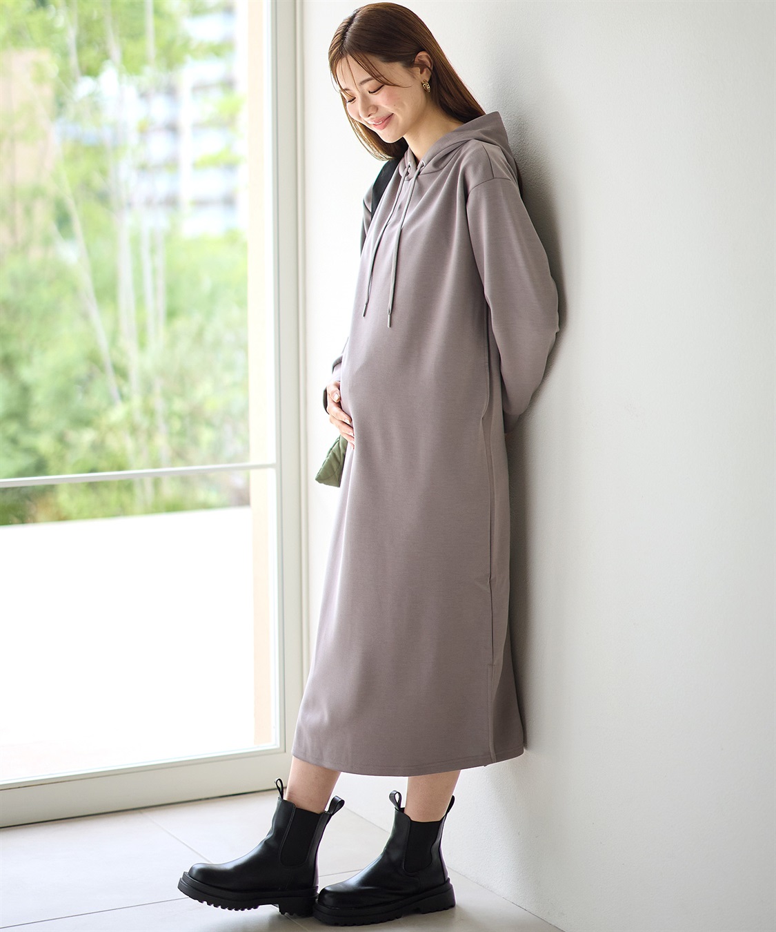 Rosemadame ダンボールパーカーワンピース（マタニティ/授乳服） 授乳口付き 授乳楽々 妊婦服 産前・産後対応_sub_13