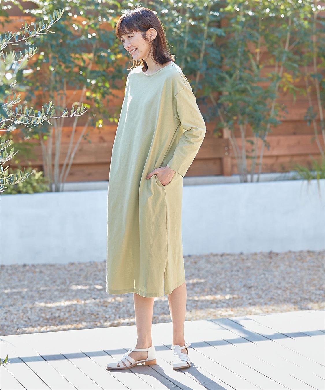 Rosemadame コットン100％ パネルボーダー/無地 長袖ワンピース（マタニティ/授乳服）授乳楽々 妊婦服 産前・産後対応_sub_13