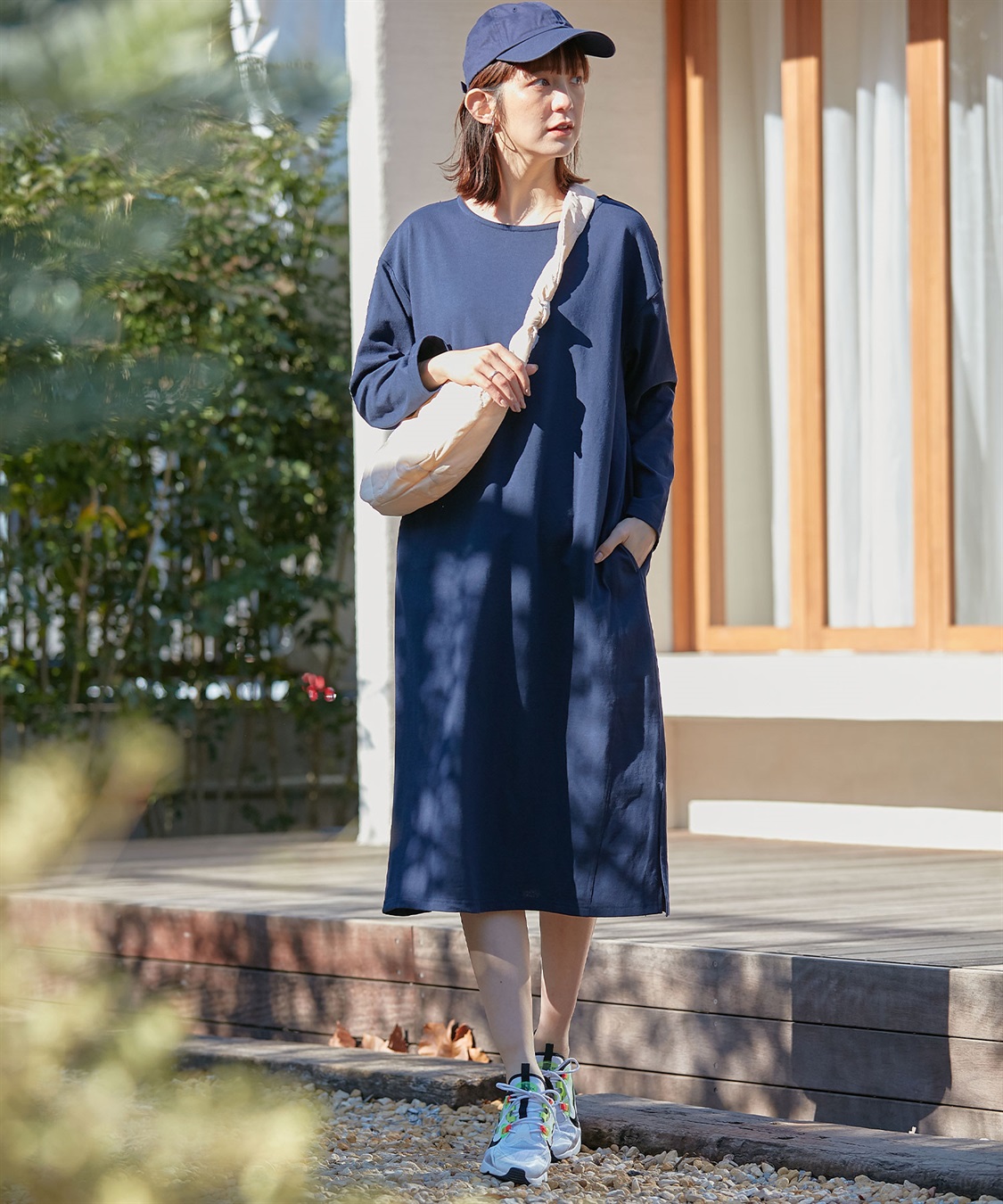 Rosemadame コットン100％ パネルボーダー/無地 長袖ワンピース（マタニティ/授乳服）授乳楽々 妊婦服 産前・産後対応_sub_20