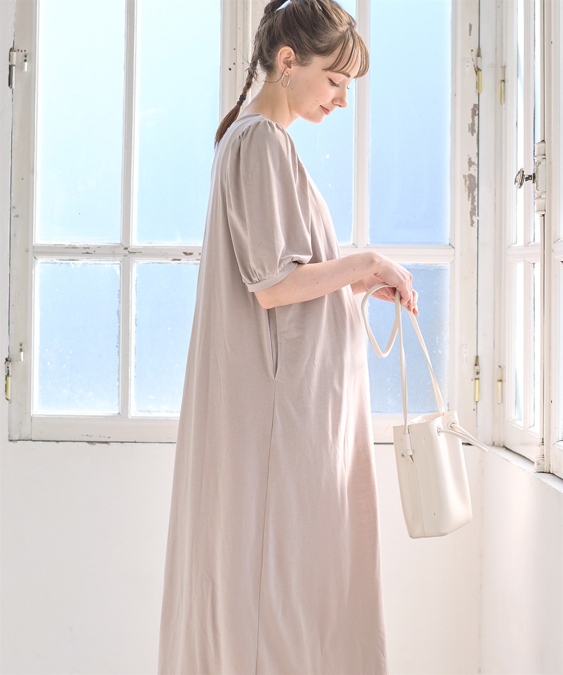 Rosemadame 汗染み防止加工ボリュームスリーブフレアワンピース（マタニティ&授乳服）_sub_7