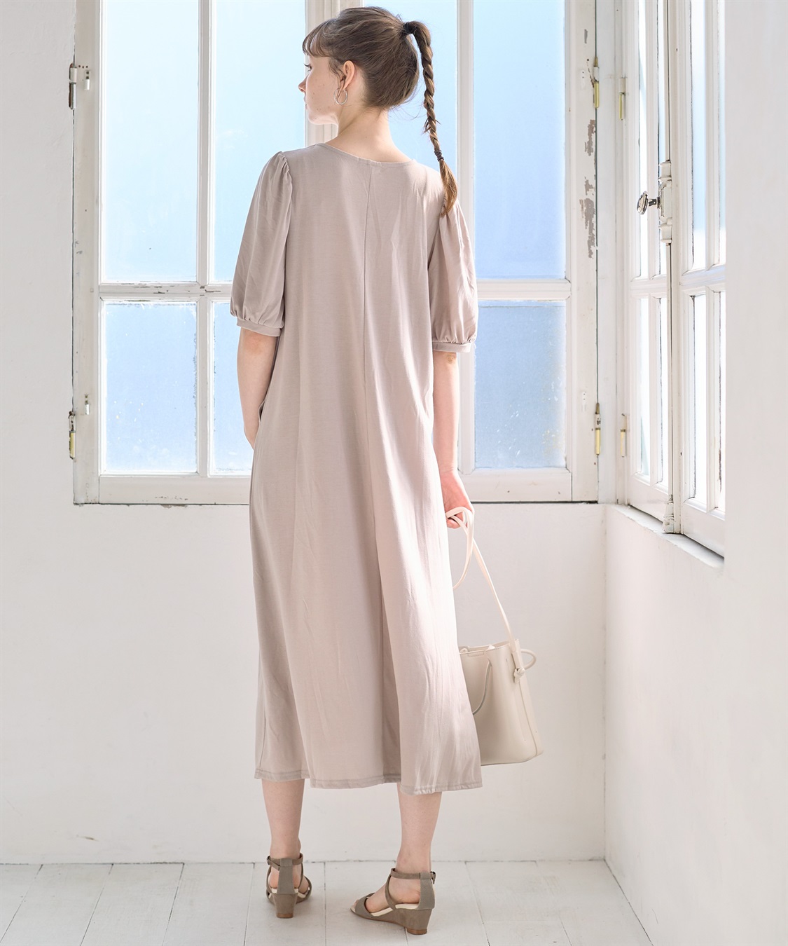 Rosemadame 汗染み防止加工ボリュームスリーブフレアワンピース（マタニティ&授乳服）_sub_8