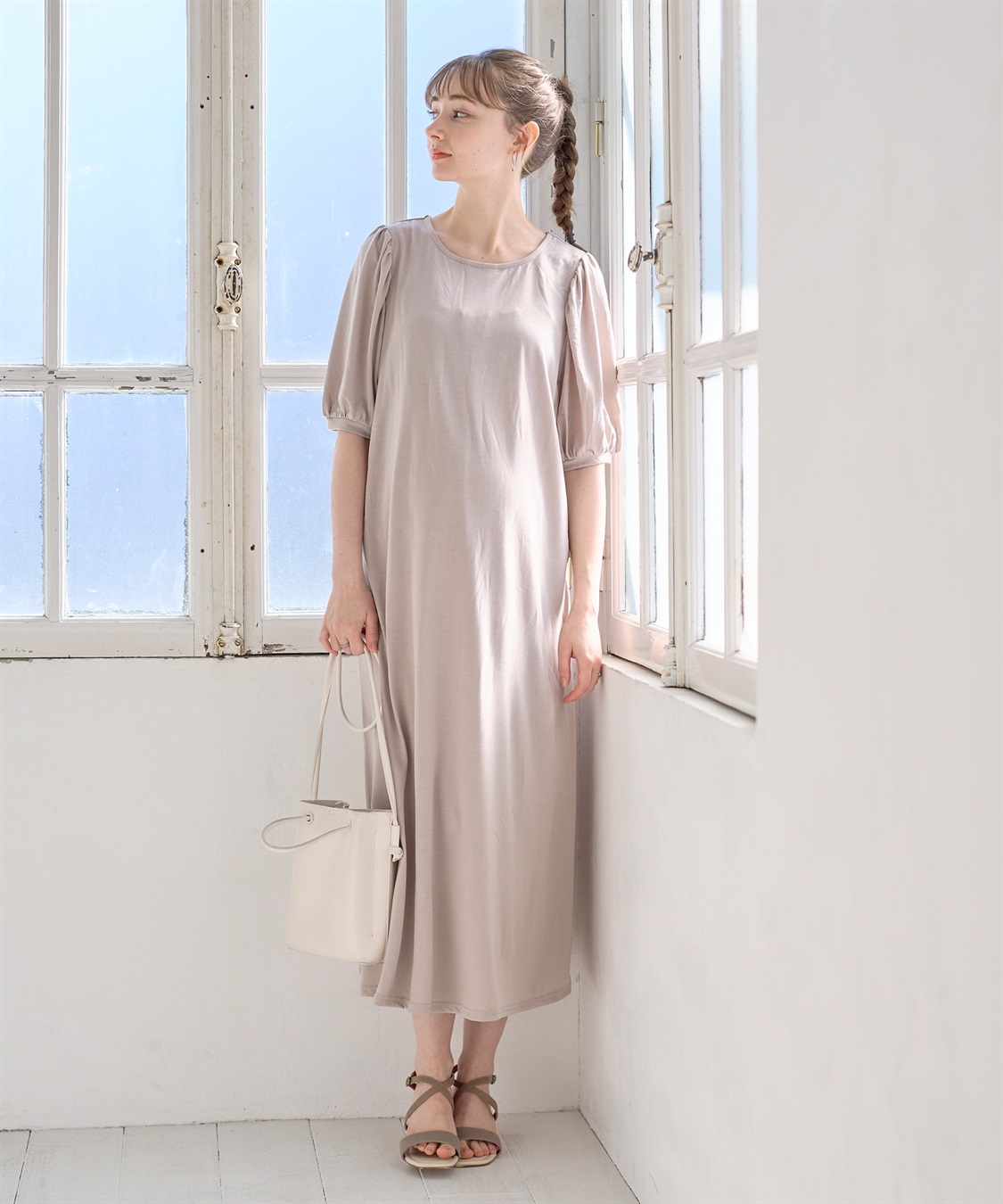 Rosemadame 汗染み防止加工ボリュームスリーブフレアワンピース（マタニティ&授乳服）_sub_10