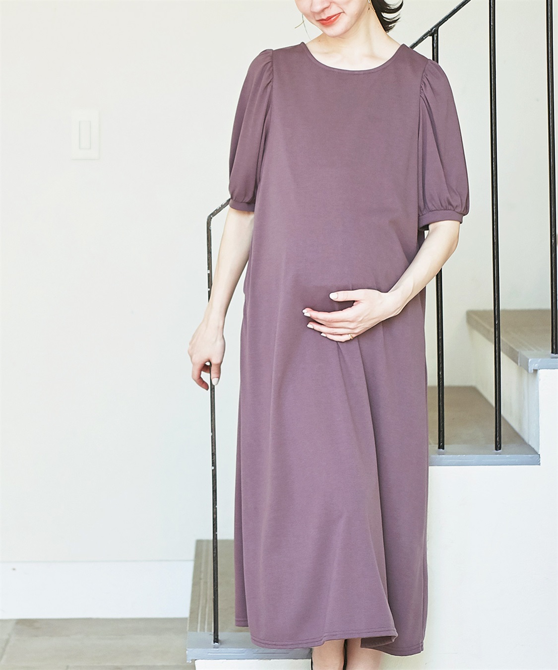 Rosemadame 汗染み防止加工ボリュームスリーブフレアワンピース（マタニティ&授乳服）_sub_16