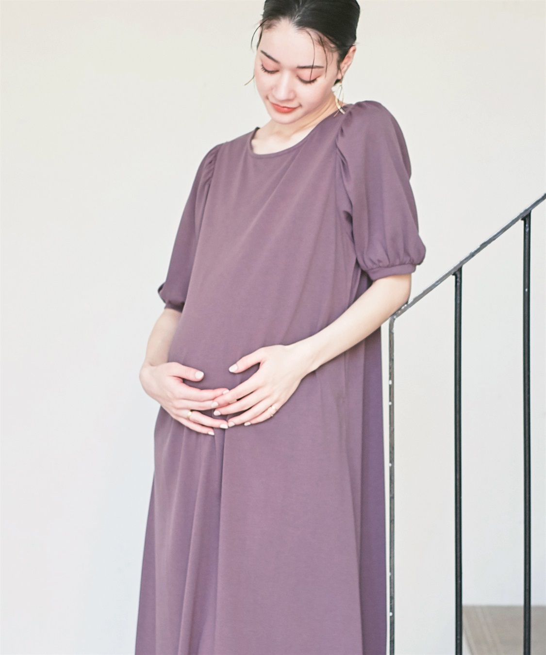 Rosemadame 汗染み防止加工ボリュームスリーブフレアワンピース（マタニティ&授乳服）_sub_17