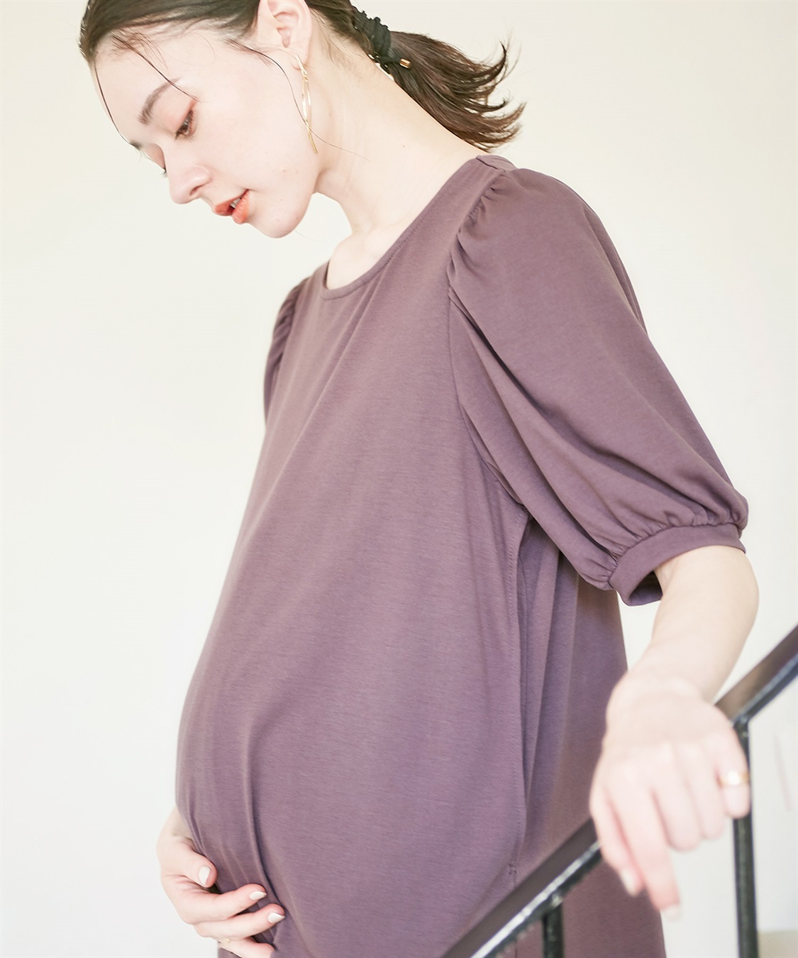 Rosemadame 汗染み防止加工ボリュームスリーブフレアワンピース（マタニティ&授乳服）_sub_18