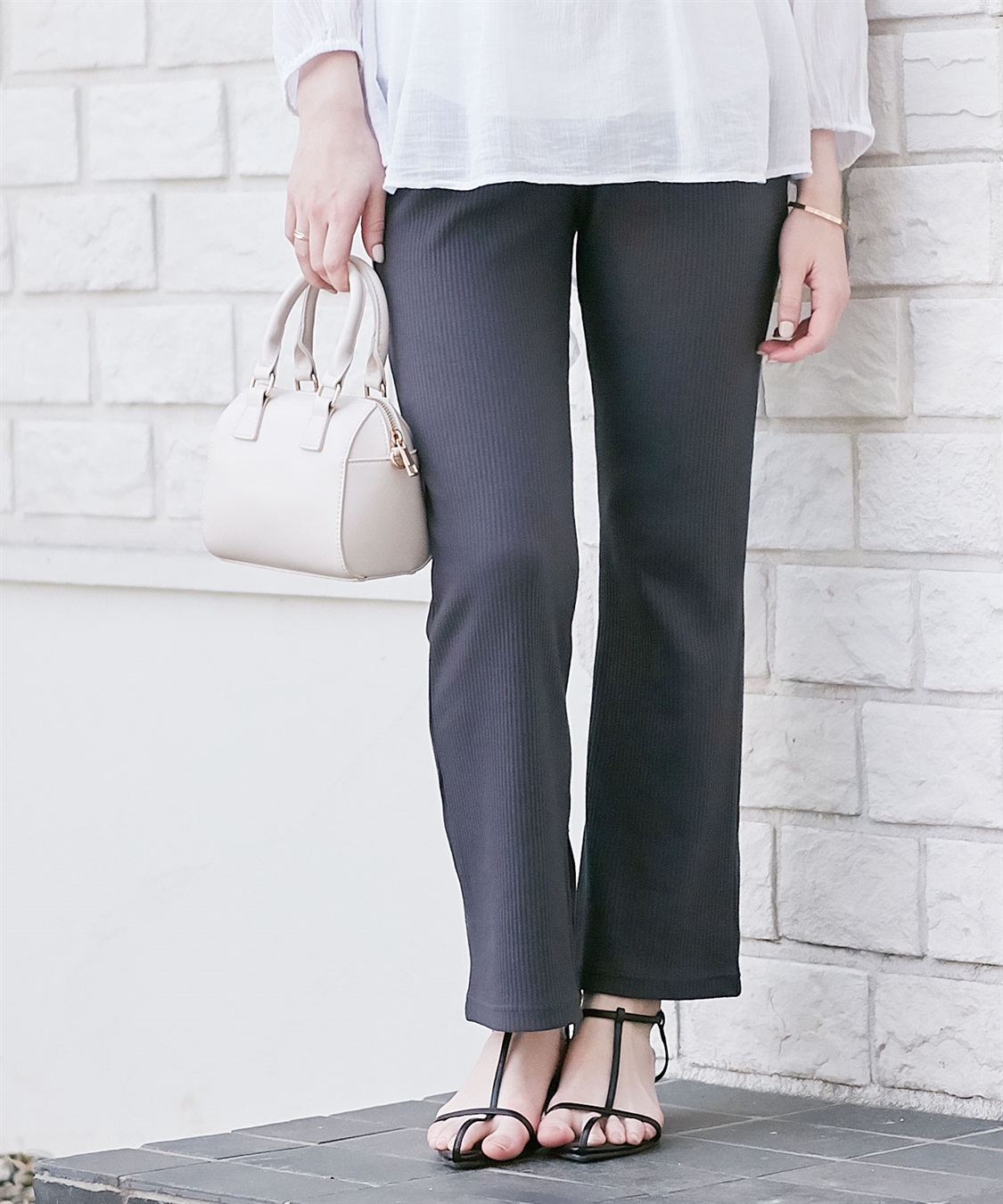 Rosemadame マタニティから産後まで  リブフレアらくちんパンツ 妊婦服 産前・産後対応（マタニティ～産後）_sub_2