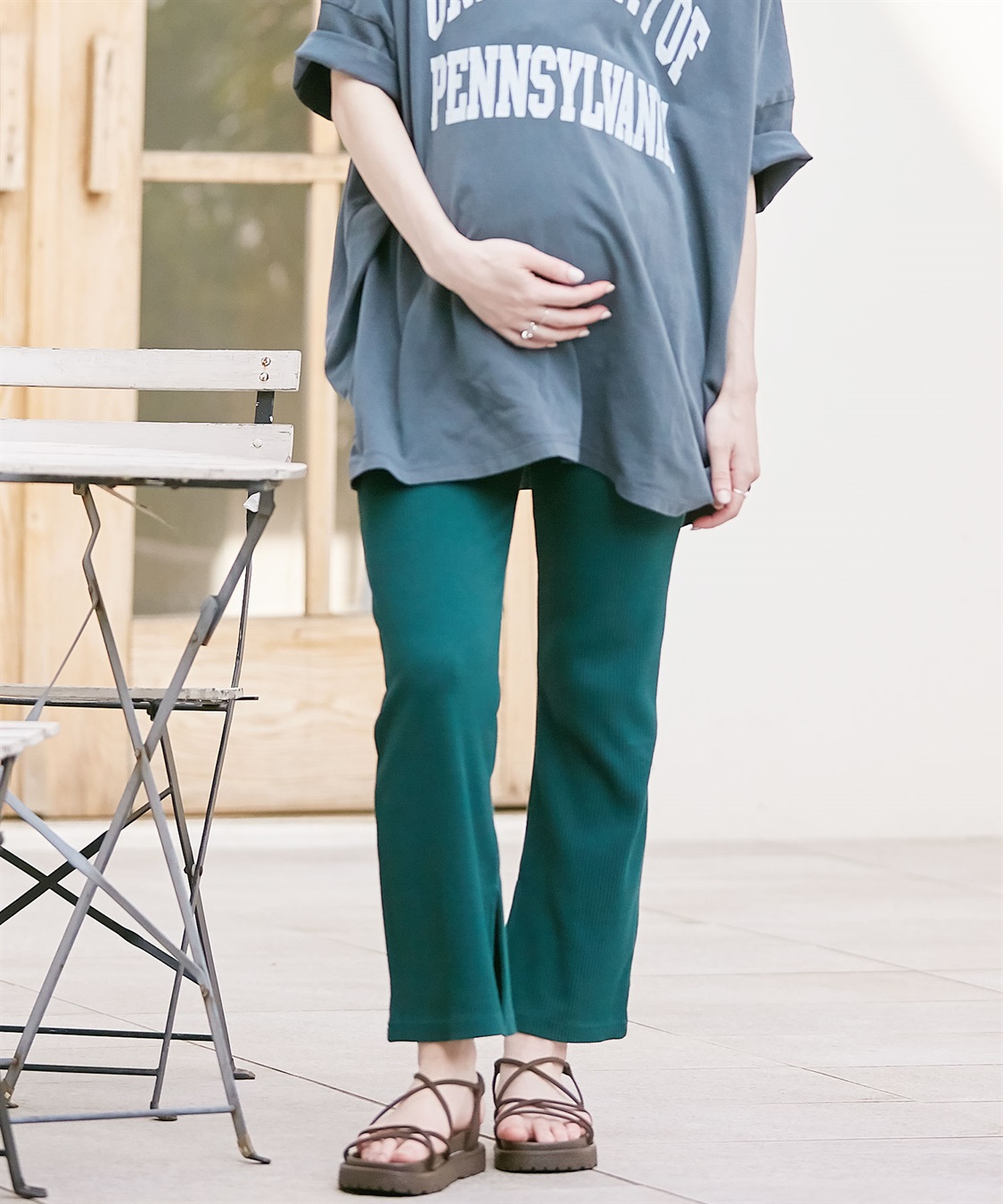 Rosemadame マタニティから産後まで  リブフレアらくちんパンツ 妊婦服 産前・産後対応（マタニティ～産後）_sub_3