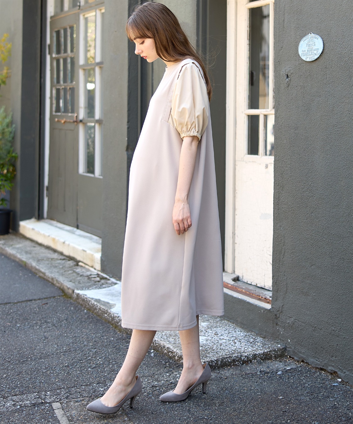 Rosemadame 異素材ボリュームスリーブ強撚スムースワンピース_sub_7