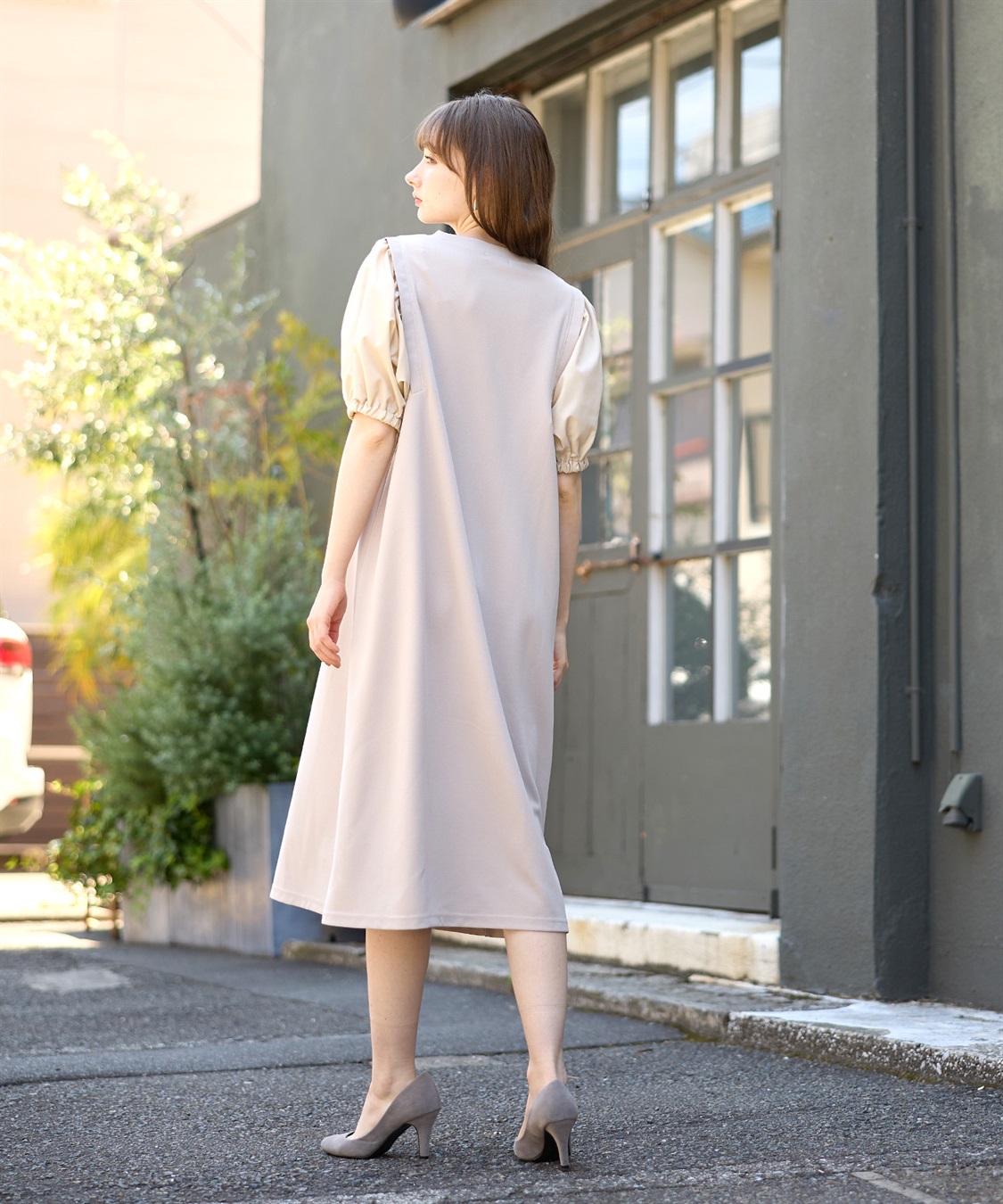 Rosemadame 異素材ボリュームスリーブ強撚スムースワンピース_sub_8