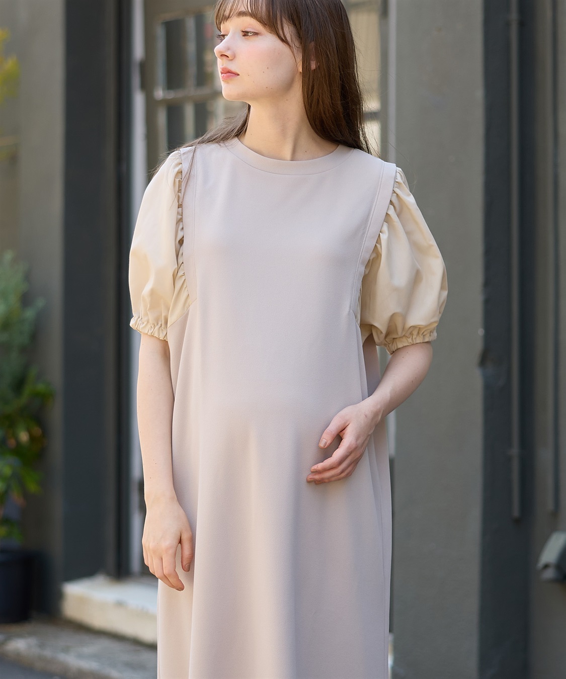 Rosemadame 異素材ボリュームスリーブ強撚スムースワンピース_sub_16