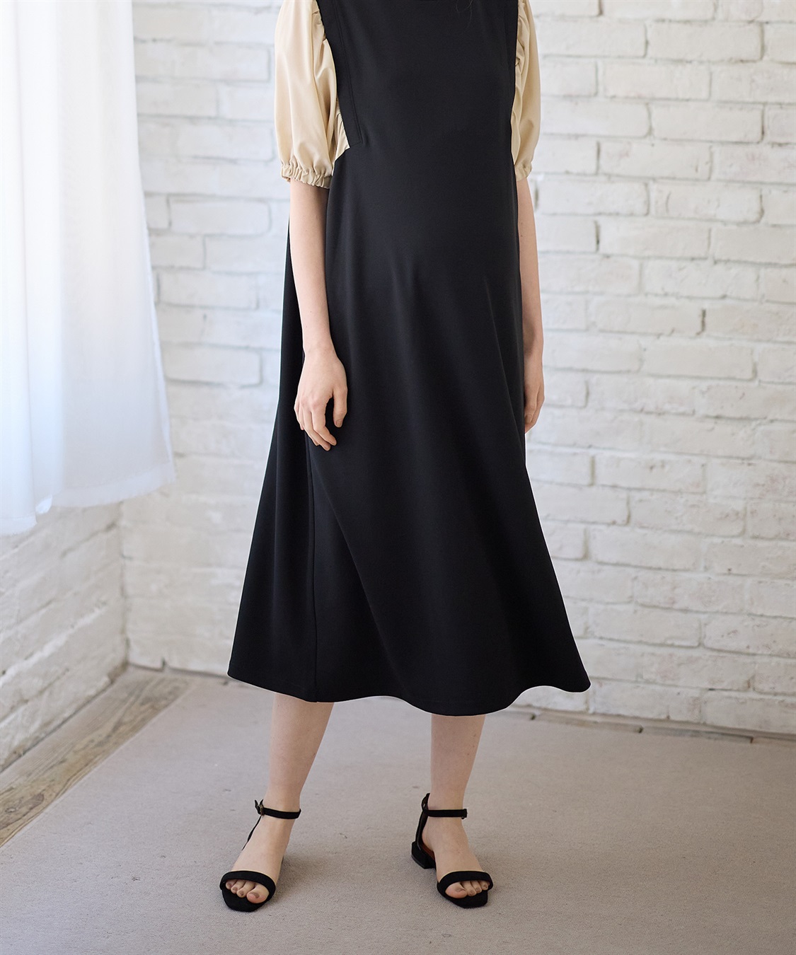 Rosemadame 異素材ボリュームスリーブ強撚スムースワンピース_sub_17