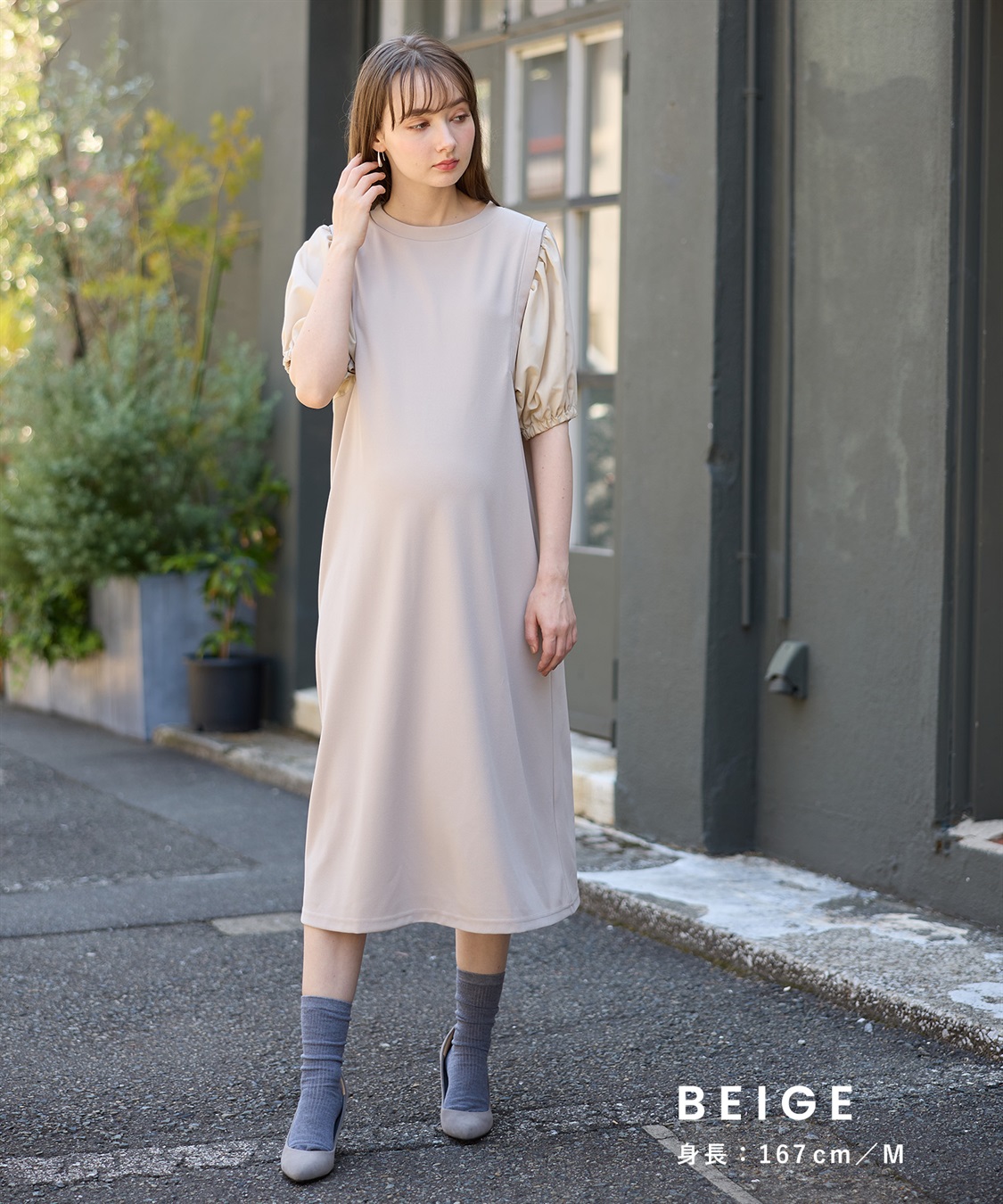 Rosemadame 異素材ボリュームスリーブ強撚スムースワンピース_sub_18