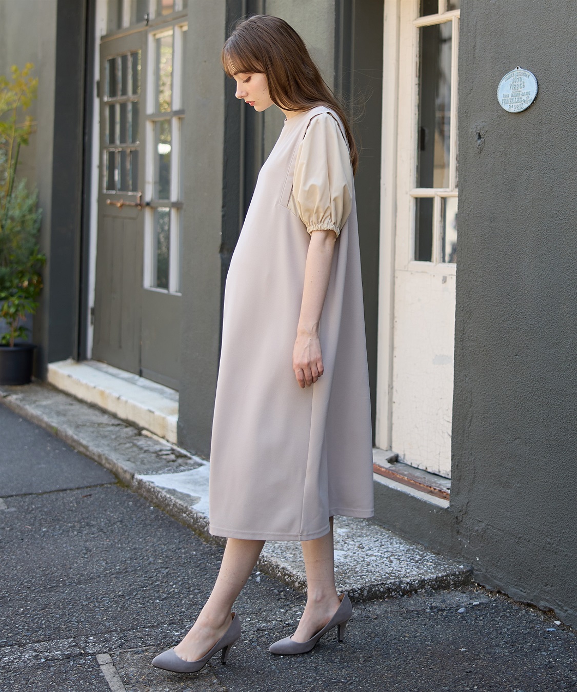 Rosemadame 異素材ボリュームスリーブ強撚スムースワンピース_sub_19