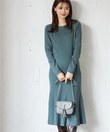 Rosemadame リブニット マーメイドワンピース(マタニティ&授乳服）授乳口付き 授乳楽々 妊婦服 産前・産後対応_subthumb_2