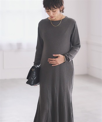 Rosemadame リブニット マーメイドワンピース(マタニティ&授乳服）授乳口付き 授乳楽々 妊婦服 産前・産後対応_subthumb_12