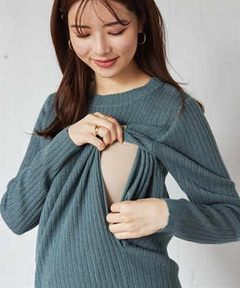 Rosemadame リブニット マーメイドワンピース(マタニティ&授乳服）授乳口付き 授乳楽々 妊婦服 産前・産後対応_subthumb_21